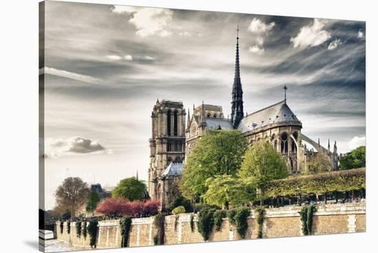 Notre Dame Cathedral - the banks of the Seine in Paris - France-Philippe Hugonnard-Stretched Canvas