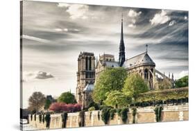 Notre Dame Cathedral - the banks of the Seine in Paris - France-Philippe Hugonnard-Stretched Canvas