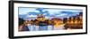 Notre Dame Cathedral with Paris Cityscape  Panorama at Dusk, France-vichie81-Framed Photographic Print