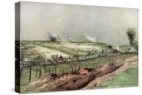 Notre Dame De Lorette and St Nazaire, Ablain, During Bombardment, Artois, France, 1915-Francois Flameng-Stretched Canvas