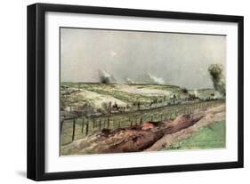 Notre Dame De Lorette and St Nazaire, Ablain, During Bombardment, Artois, France, 1915-Francois Flameng-Framed Giclee Print