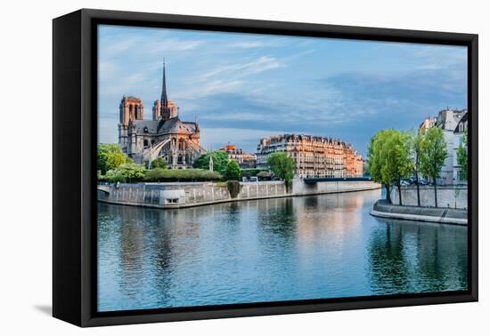 Notre Dame De Paris and the Seine River France in the City of Paris in France-OSTILL-Framed Stretched Canvas