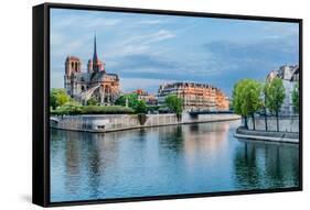 Notre Dame De Paris and the Seine River France in the City of Paris in France-OSTILL-Framed Stretched Canvas