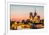 Notre Dame De Paris by Night and the Seine River France in the City of Paris in France-OSTILL-Framed Photographic Print