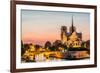 Notre Dame De Paris by Night and the Seine River France in the City of Paris in France-OSTILL-Framed Photographic Print