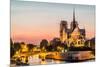 Notre Dame De Paris by Night and the Seine River France in the City of Paris in France-OSTILL-Mounted Photographic Print