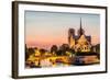 Notre Dame De Paris by Night and the Seine River France in the City of Paris in France-OSTILL-Framed Photographic Print