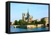 Notre Dame De Paris Carhedral on the La Seine Riversid-OSTILL-Framed Stretched Canvas