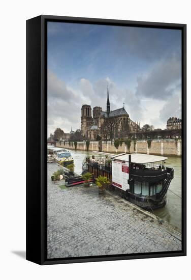 Notre Dame De Paris Cathedral and the River Seine, Paris, France, Europe-Julian Elliott-Framed Stretched Canvas