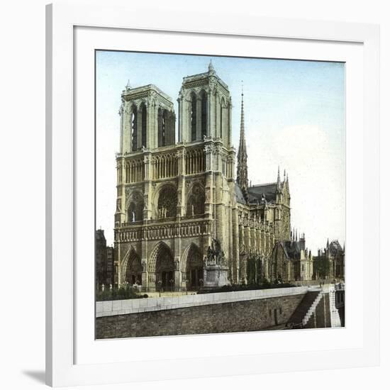 Notre Dame De Paris Cathedral Seen from the Embankments, Paris-Leon, Levy et Fils-Framed Photographic Print