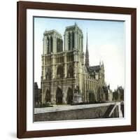 Notre Dame De Paris Cathedral Seen from the Embankments, Paris-Leon, Levy et Fils-Framed Photographic Print