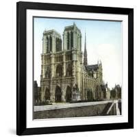 Notre Dame De Paris Cathedral Seen from the Embankments, Paris-Leon, Levy et Fils-Framed Photographic Print