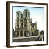 Notre Dame De Paris Cathedral Seen from the Embankments, Paris-Leon, Levy et Fils-Framed Photographic Print