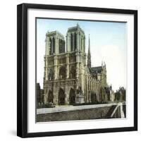 Notre Dame De Paris Cathedral Seen from the Embankments, Paris-Leon, Levy et Fils-Framed Photographic Print