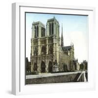 Notre Dame De Paris Cathedral Seen from the Embankments, Paris-Leon, Levy et Fils-Framed Photographic Print