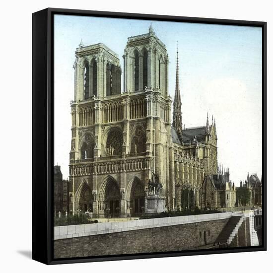 Notre Dame De Paris Cathedral Seen from the Embankments, Paris-Leon, Levy et Fils-Framed Stretched Canvas