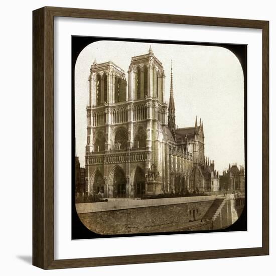 Notre Dame De Paris Cathedral Seen from the Embarkments, Paris-Leon, Levy et Fils-Framed Photographic Print