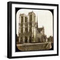 Notre Dame De Paris Cathedral Seen from the Embarkments, Paris-Leon, Levy et Fils-Framed Photographic Print