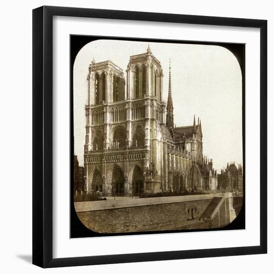 Notre Dame De Paris Cathedral Seen from the Embarkments, Paris-Leon, Levy et Fils-Framed Photographic Print