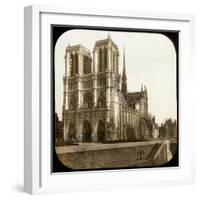 Notre Dame De Paris Cathedral Seen from the Embarkments, Paris-Leon, Levy et Fils-Framed Photographic Print