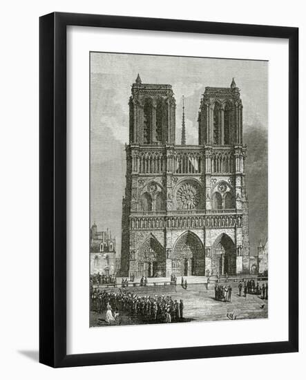 Notre Dame De Paris En 1642 - Illustration from Notre Dame De Paris, 19th Century-Eugene Emmanuel Viollet-le-Duc-Framed Giclee Print