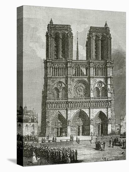 Notre Dame De Paris En 1642 - Illustration from Notre Dame De Paris, 19th Century-Eugene Emmanuel Viollet-le-Duc-Stretched Canvas