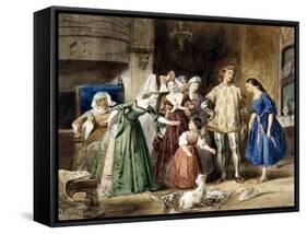 Notre-Dame de Paris - Scène d'intérieur , Esmeralda-Louis Boulanger-Framed Stretched Canvas