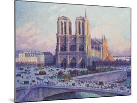 Notre-Dame de Paris, Vue du Quai Saint-Michel-Maximilien Luce-Mounted Giclee Print