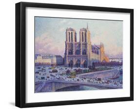 Notre-Dame de Paris, Vue du Quai Saint-Michel-Maximilien Luce-Framed Giclee Print