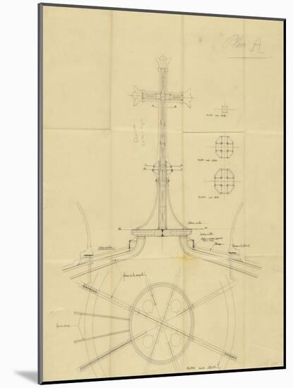 Notre-Dame du Rosaire (Lourdes) : croquis technique de montage, plans, élévation-null-Mounted Giclee Print