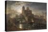 Notre Dame, Paris, from the Left Bank by Moonlight, 1864-Edward Angelo Goodall-Stretched Canvas