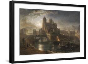 Notre Dame, Paris, from the Left Bank by Moonlight, 1864-Edward Angelo Goodall-Framed Giclee Print