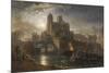 Notre Dame, Paris, from the Left Bank by Moonlight, 1864-Edward Angelo Goodall-Mounted Giclee Print