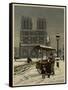 Notre Dame, Paris, in the Snow-null-Framed Stretched Canvas