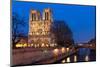 Notre Dame River Seine at Dusk-null-Mounted Premium Giclee Print