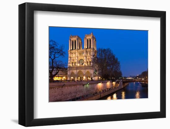 Notre Dame River Seine at Dusk-null-Framed Art Print