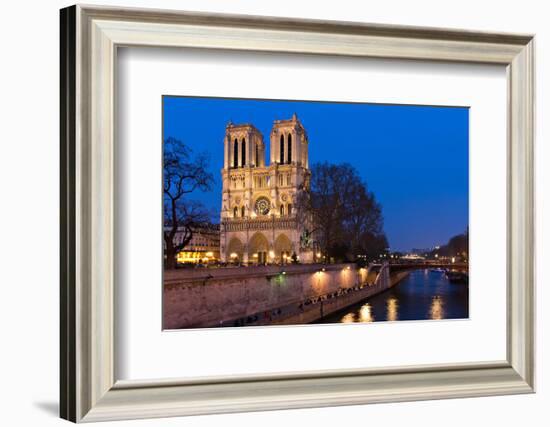 Notre Dame River Seine at Dusk-null-Framed Art Print