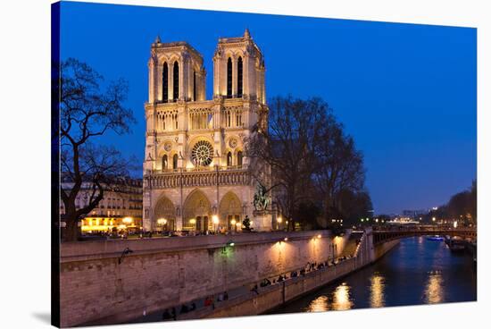 Notre Dame River Seine at Dusk-null-Stretched Canvas