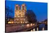 Notre Dame River Seine at Dusk-null-Stretched Canvas
