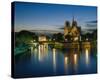 Notre Dame Seine River, Paris-null-Stretched Canvas