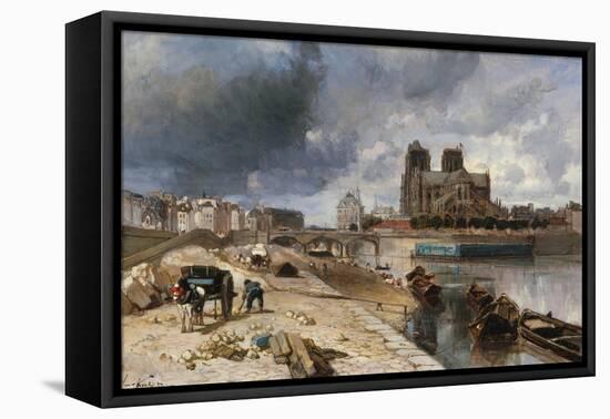 Notre-Dame vue du quai de la Tournelle-Johan-Barthold Jongkind-Framed Stretched Canvas