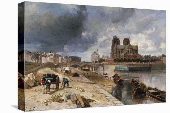 Notre-Dame vue du quai de la Tournelle-Johan-Barthold Jongkind-Stretched Canvas