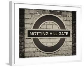 Notting Hill Gate Sign - Subway Station Sign - London - UK - England - United Kingdom - Europe-Philippe Hugonnard-Framed Photographic Print