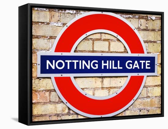 Notting Hill Gate Sign - Subway Station Sign - London - UK - England - United Kingdom - Europe-Philippe Hugonnard-Framed Stretched Canvas