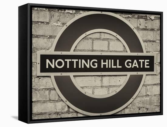 Notting Hill Gate Sign - Subway Station Sign - London - UK - England - United Kingdom - Europe-Philippe Hugonnard-Framed Stretched Canvas