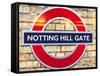 Notting Hill Gate Sign - Subway Station Sign - London - UK - England - United Kingdom - Europe-Philippe Hugonnard-Framed Stretched Canvas