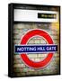 Notting Hill Gate Sign - Subway Station Sign - London - UK - England - United Kingdom - Europe-Philippe Hugonnard-Framed Stretched Canvas