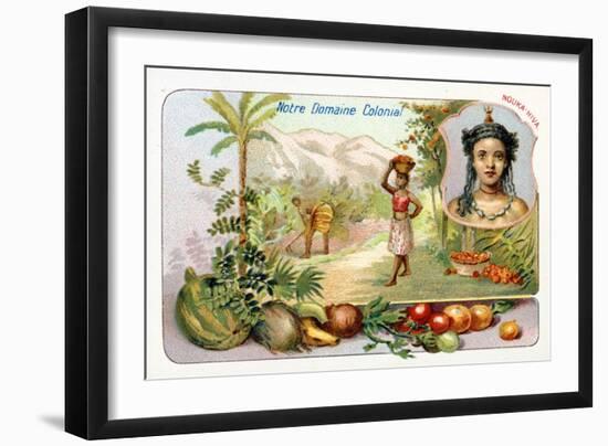 Nouka-Hiva, from a Series of Collecting Cards Depicting the Colonial Domain of France, C. 1910-null-Framed Giclee Print