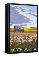 Nouth Dakota - Wheat Field and Shack-Lantern Press-Framed Stretched Canvas