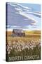 Nouth Dakota - Wheat Field and Shack-Lantern Press-Stretched Canvas